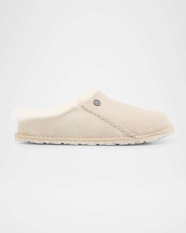 Zermatt Suede Shearling Slipper Mules